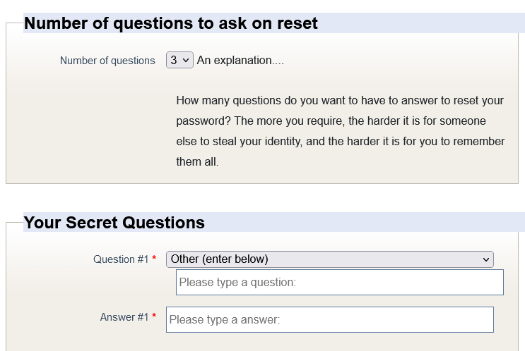 Password reset requestions screen
