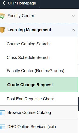 grade change request menu