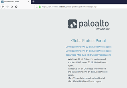PaloAlto GlobalProtect software download links page