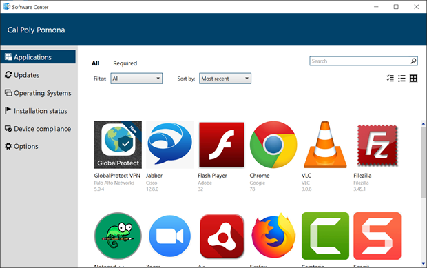 List of applications in Windows Software Center