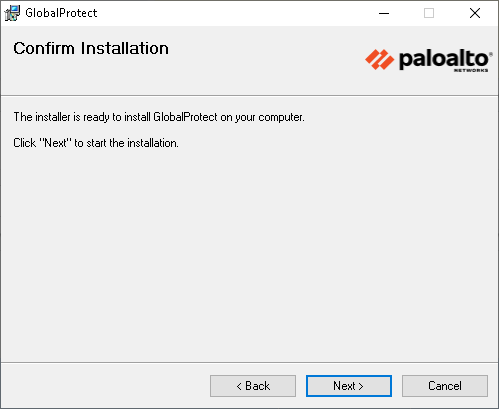 GlobalProtect installation start window